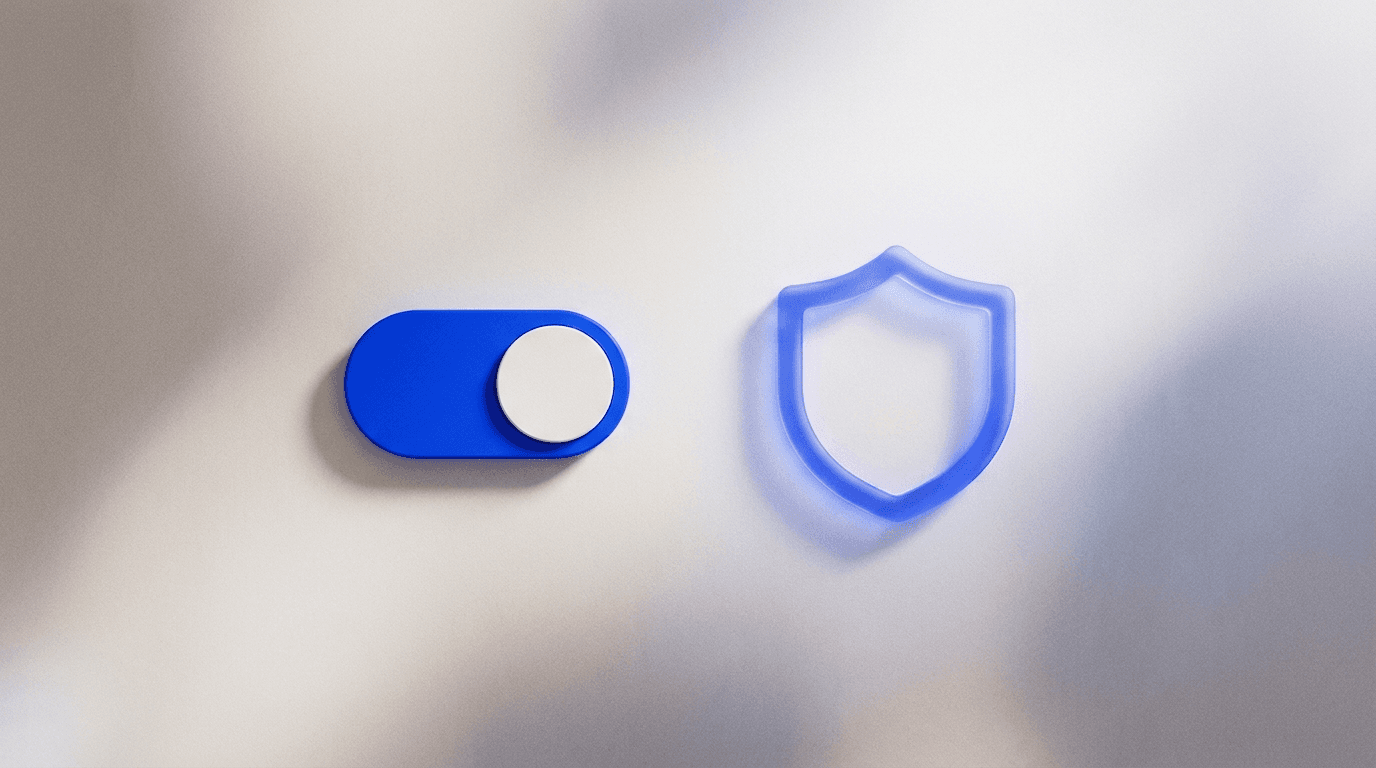 Abstract toggle switch and shield in cobalt blue