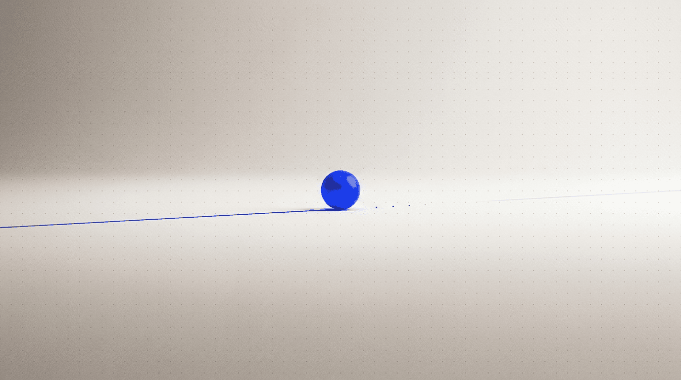 Abstract cobalt-blue sphere on a light dotted canvas